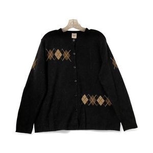 Vintage Emmanuel Ungaro Wool Alpaca Cardigan Women 1X Black Crewneck Retro